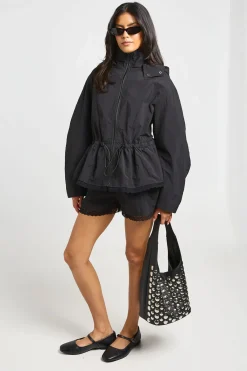 boohoo Veste Col Montant Avec Ourlet Bordé De Dentelle<Femme Vestes & Manteaux|Satin Et Dentelle