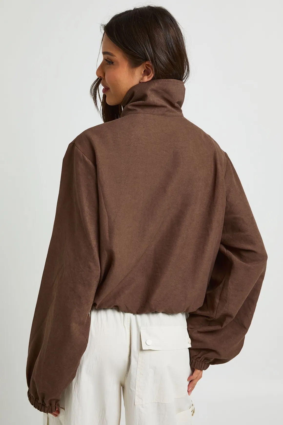 Veste Col Montant Avec Taille Élastiquée