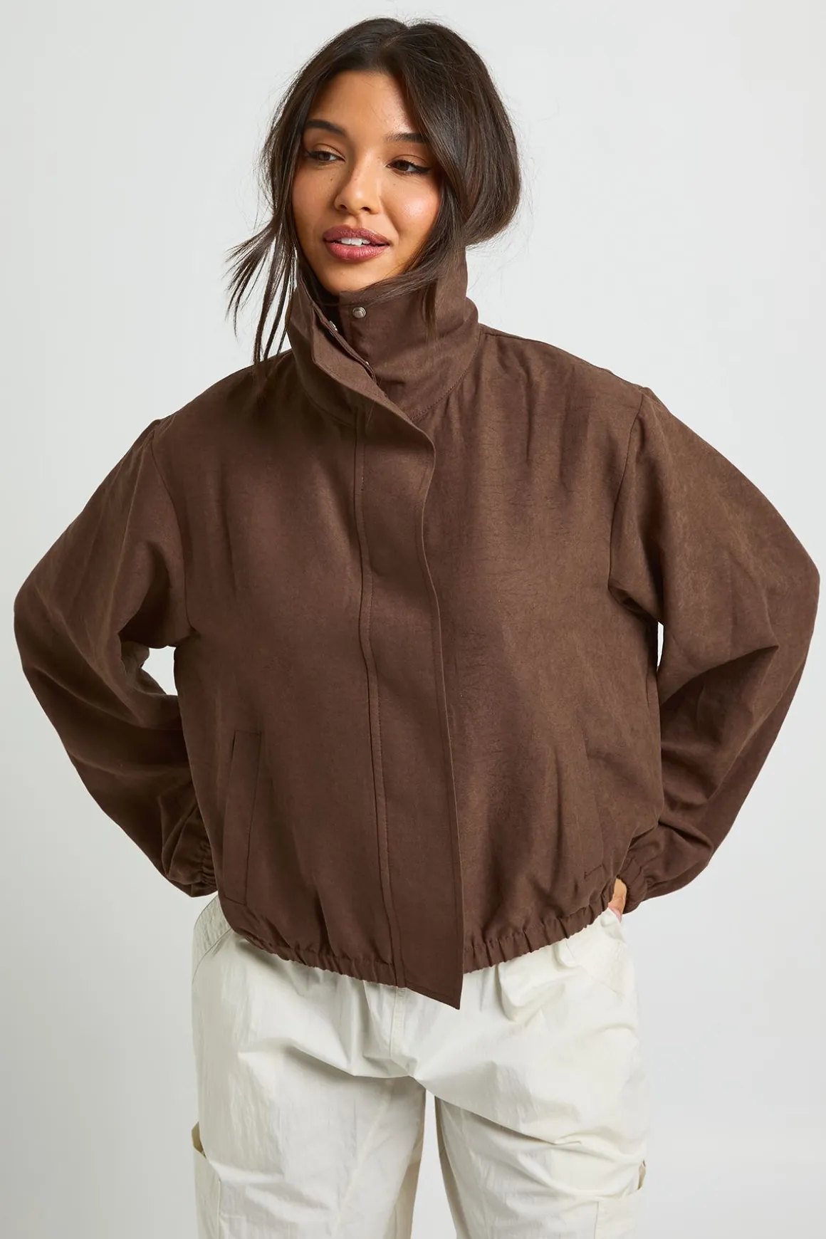 Veste Col Montant Avec Taille Élastiquée