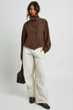 Veste Col Montant Avec Taille Élastiquée
