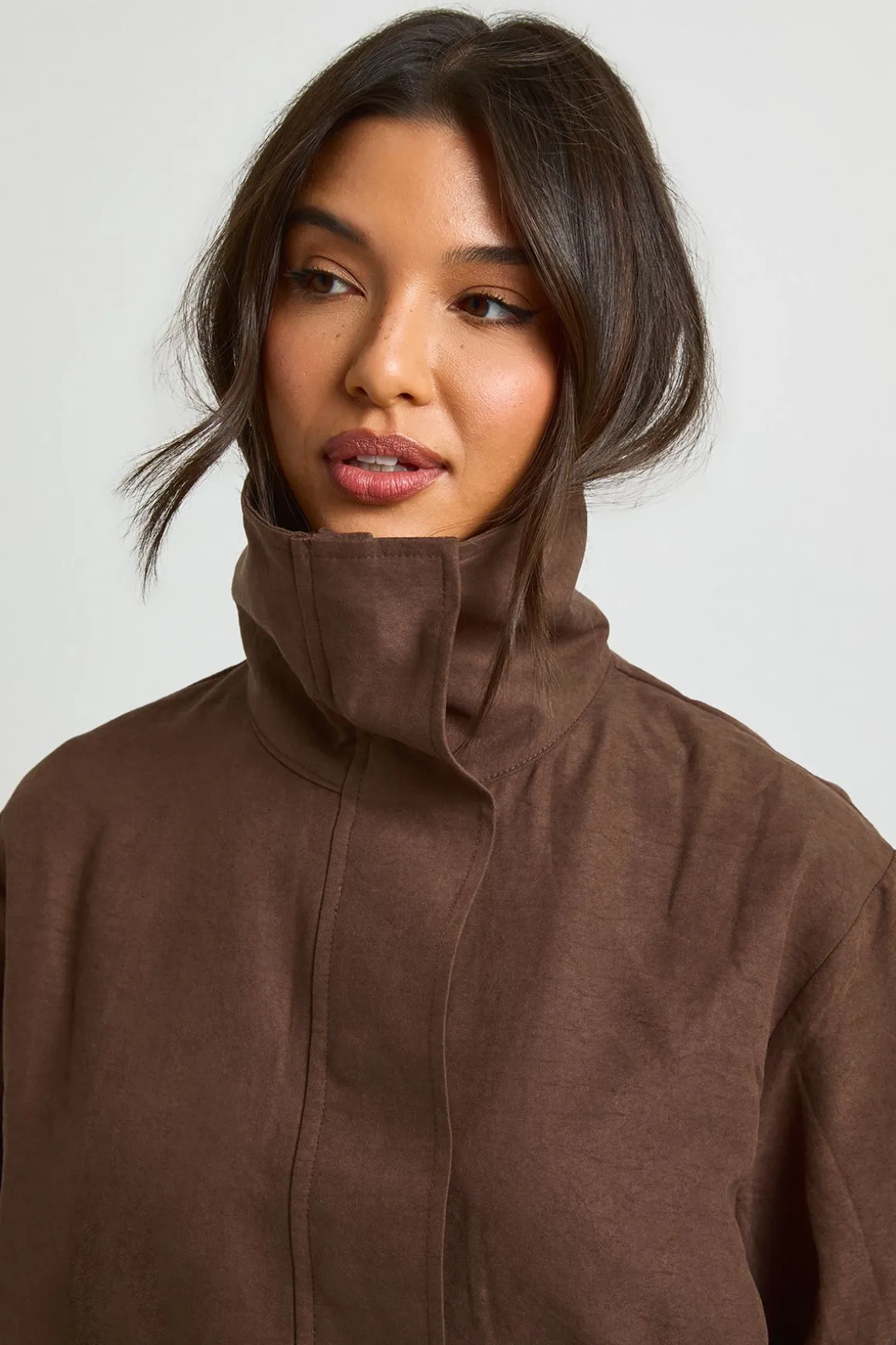Veste Col Montant Avec Taille Élastiquée