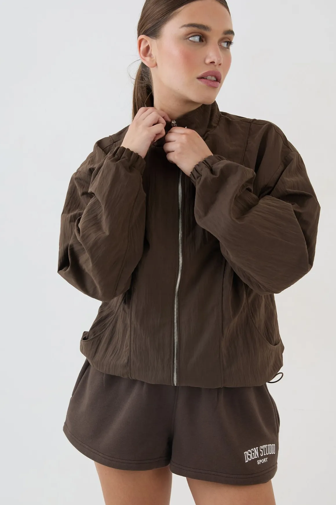 Veste À Col Montant Effet Peau De Pêche Dsgn Studio