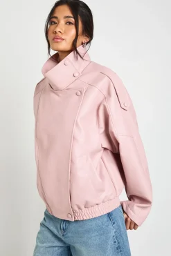 boohoo Veste Col Montant En Synthétique<Femme Vestes & Manteaux|Vestes En Similicuir