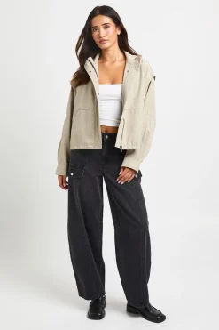 Veste Col Montant À Finition Pêche