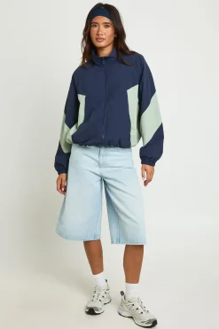 Veste À Col Montant À Panneaux Contrastés