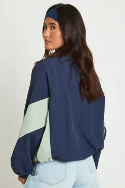 Veste À Col Montant À Panneaux Contrastés