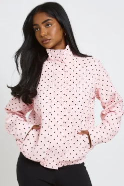 Veste À Col Montant À Pois