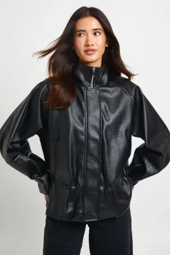 boohoo Veste Col Montant Taille Cintrée En Synthétique Grainé<Femme Manteaux Et Vestes D’Automne|Vestes & Manteaux