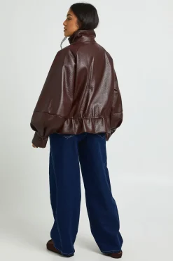 boohoo Veste Col Montant Taille Cintrée Synthétique Grainé Petite<Femme Vestes & Manteaux|Vestes En Similicuir