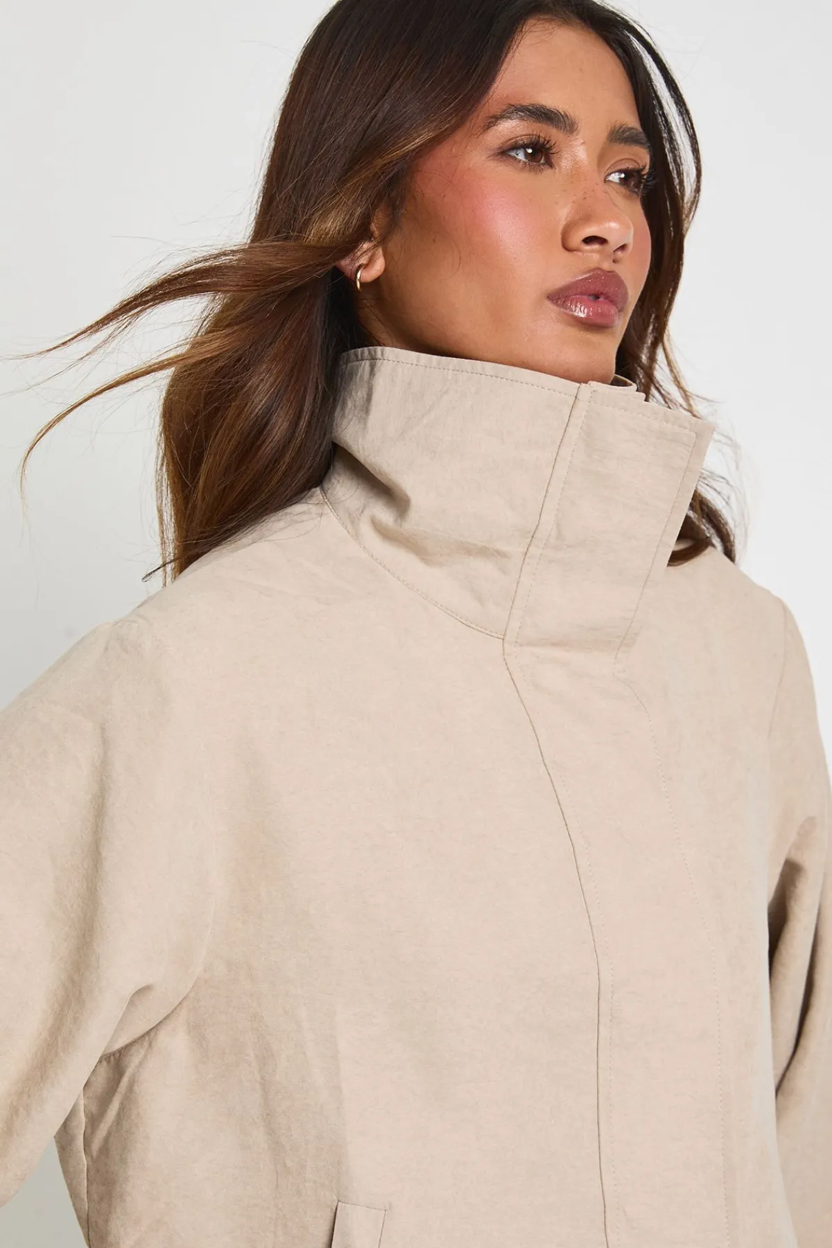boohoo Veste Col Montant À Taille Élastiquée<Femme Tops