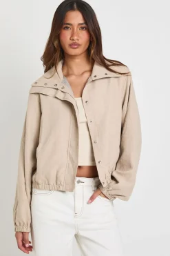boohoo Veste Col Montant À Taille Élastiquée<Femme Tops