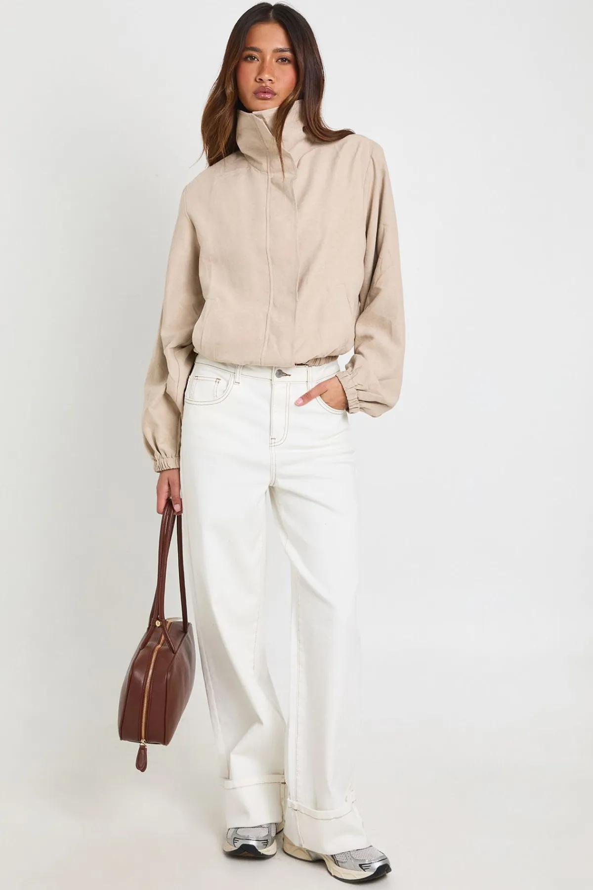 boohoo Veste Col Montant À Taille Élastiquée<Femme Tops