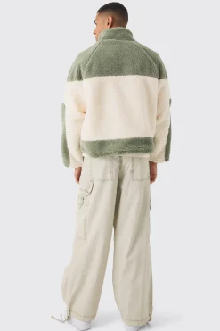 boohooMAN Veste color block en polaire<Homme Vestes & Manteaux Grande Taille|Tout Afficher