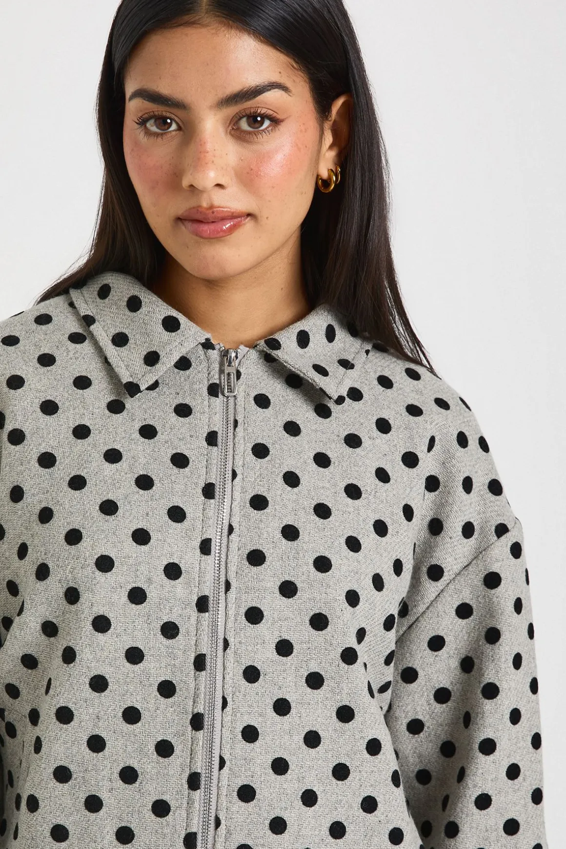 Veste À Col À Pois Effet Laine