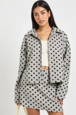 Veste À Col À Pois Effet Laine