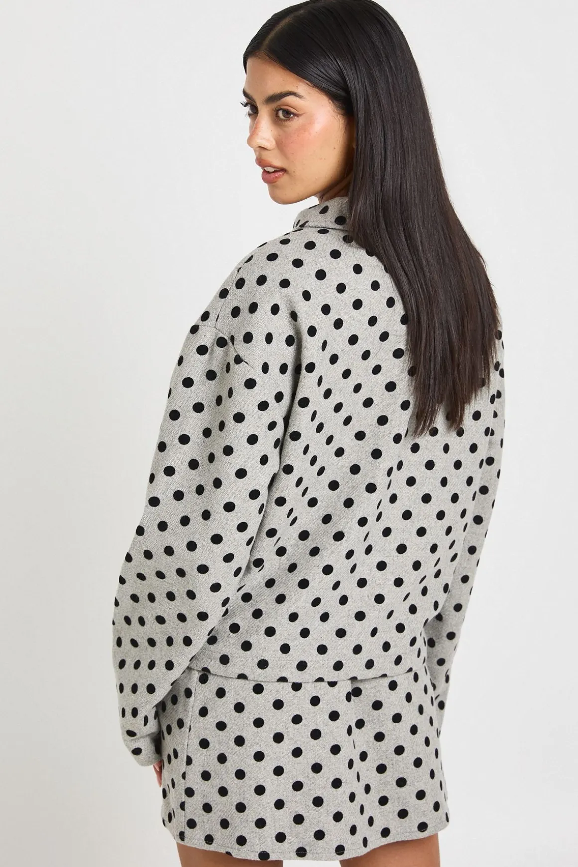 Veste À Col À Pois Effet Laine