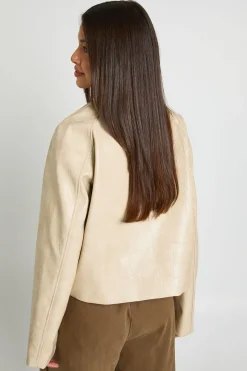 Veste À Col Synthétique Croco