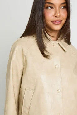 Veste À Col Synthétique Croco