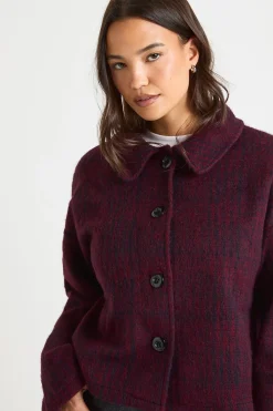 Veste à col Wool Look Check