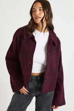 Veste à col Wool Look Check
