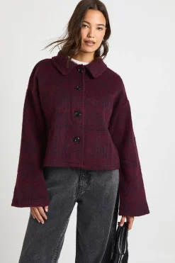 Veste à col Wool Look Check