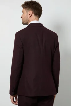 Veste Coupe Ajustée Aspect Tweed Bordeaux