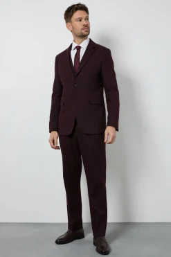 Veste Coupe Ajustée Aspect Tweed Bordeaux