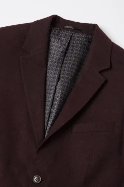 Veste Coupe Ajustée Aspect Tweed Bordeaux