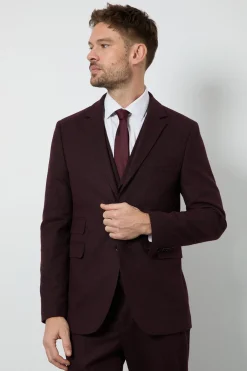 Veste Coupe Ajustée Aspect Tweed Bordeaux