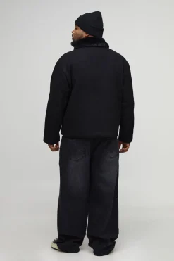 boohooMAN Veste à coupe ample boxy, col en synthétique, look laine<Homme Vestes & Manteaux Grande Taille|Tout Afficher