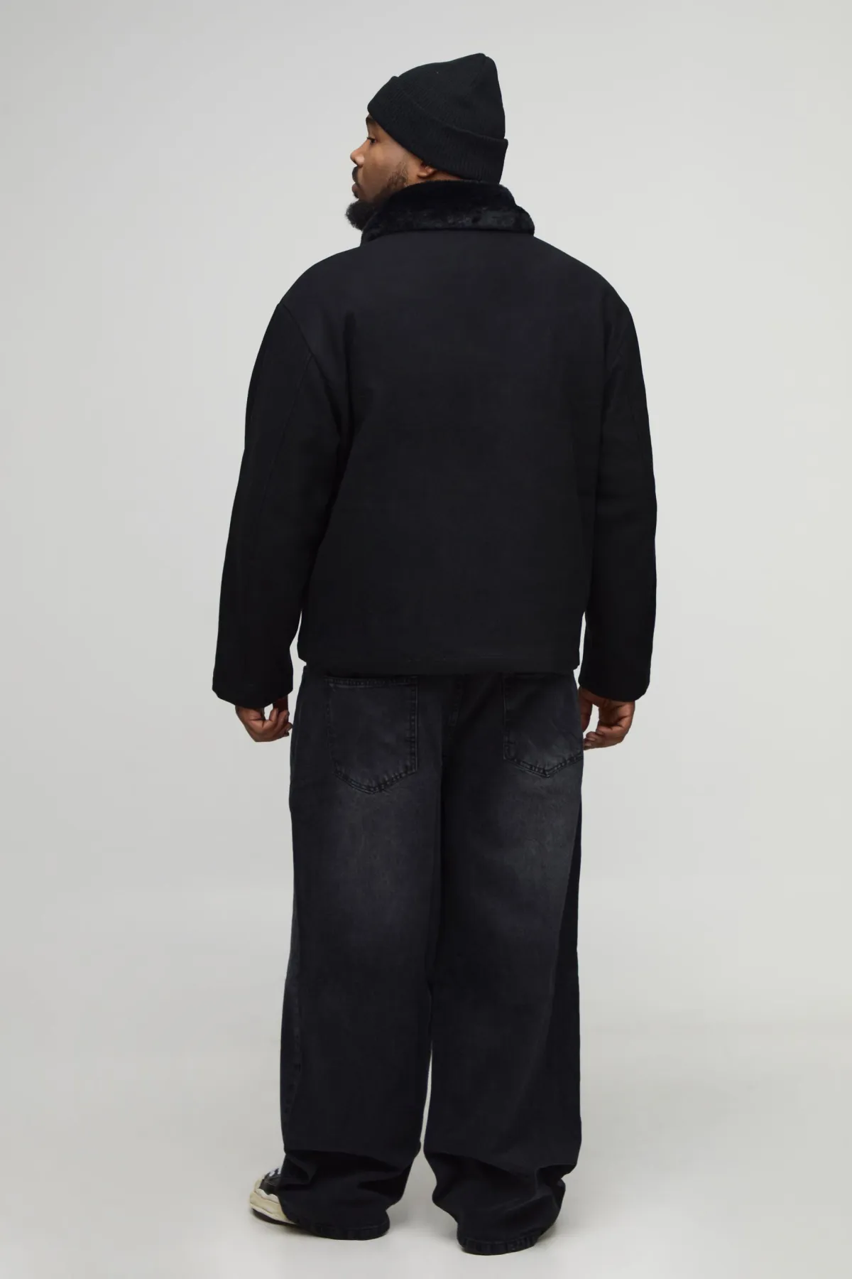 boohooMAN Veste à coupe ample boxy, col en synthétique, look laine<Homme Vestes & Manteaux Grande Taille|Tout Afficher