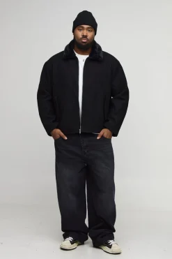 boohooMAN Veste à coupe ample boxy, col en synthétique, look laine<Homme Vestes & Manteaux Grande Taille|Tout Afficher