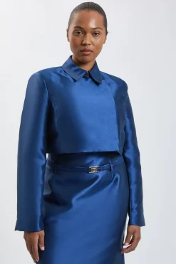 Veste Courte Ajustée Cache-cœur En Twill Satiné Grande Taille Forever