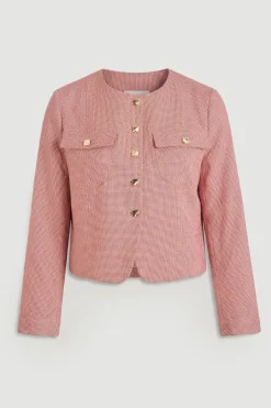Veste Courte Ajustée À Carreaux Grande Taille