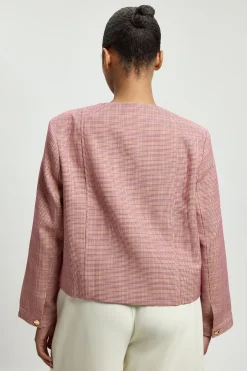 Veste Courte Ajustée À Carreaux Grande Taille