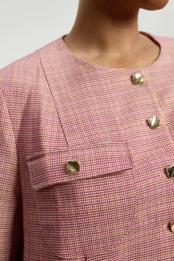 Veste Courte Ajustée À Carreaux Grande Taille