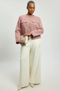 Veste Courte Ajustée À Carreaux Grande Taille