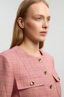 Veste Courte Ajustée À Carreaux Petite