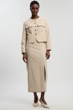 KarenMillen Veste Courte Ajustée À Carreaux<Femme Tailleurs|Vestes & Manteaux