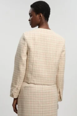 KarenMillen Veste Courte Ajustée À Carreaux<Femme Tailleurs|Vestes & Manteaux