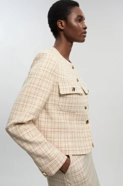 KarenMillen Veste Courte Ajustée À Carreaux<Femme Tailleurs|Vestes & Manteaux
