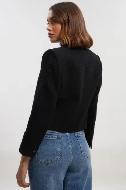 Veste Courte Ajustée en Tweed Texturé
