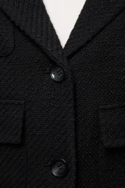 Veste Courte Ajustée en Tweed Texturé