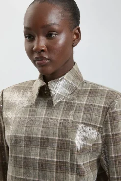 Veste Courte Ajustée À Sequins