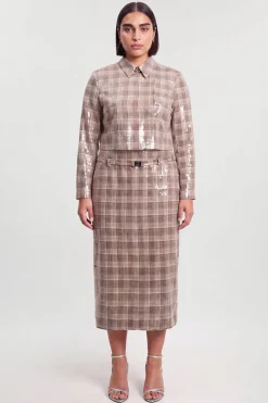 Veste Courte Ajustée À Sequins Grande Taille