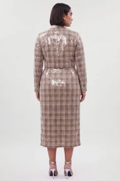 Veste Courte Ajustée À Sequins Grande Taille