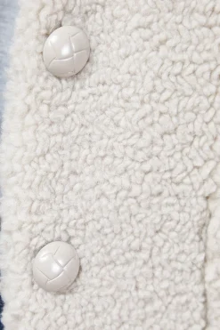 Veste Courte Boutonnée en synthétique Teddy
