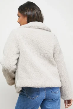 Veste Courte Boutonnée en synthétique Teddy