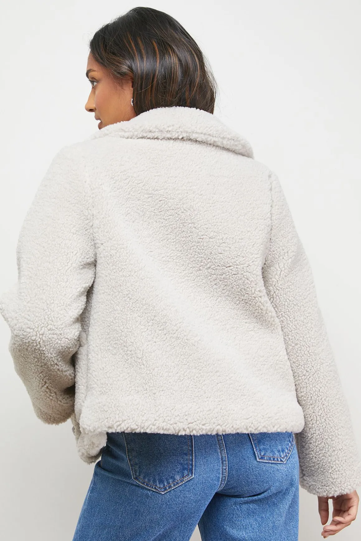 Veste Courte Boutonnée en synthétique Teddy