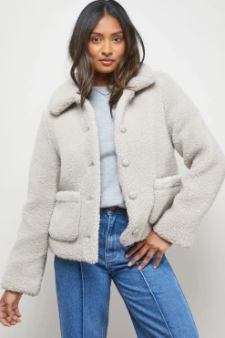 Veste Courte Boutonnée en synthétique Teddy